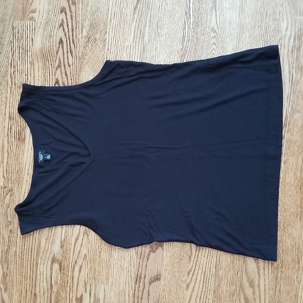 (S) Talbots Petites Soft Rayon Blend V Neck Versatile Tank Top Ruched Straps Wow